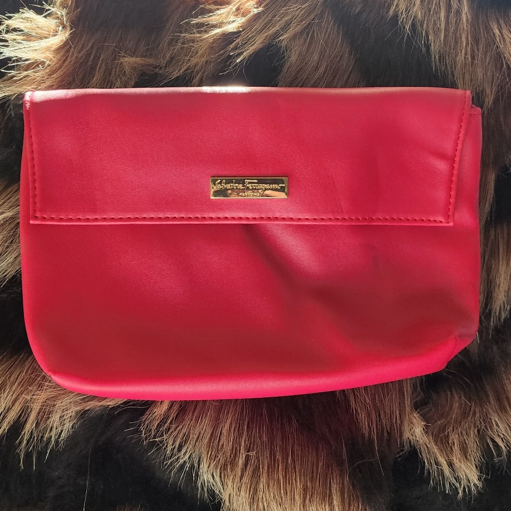 Ferragamo Pink/Red Leather Clutch
